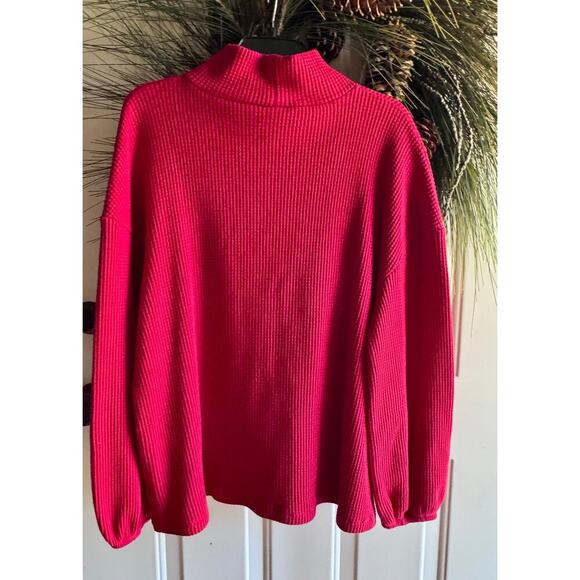 Womens AVA & VIV Red Turtleneck Thermal Henley Style Long Sleeve -Not For Sale - Picture 4 of 12